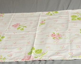 Vintage Pillowcase Pink Roses Shabby Chic Standard All Over Print