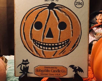 Retro Halloween, Jack O Lantern Candles, Handcrafted Plaque / Sign