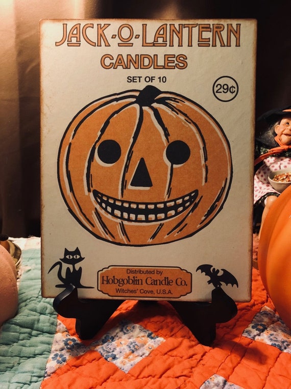 Retro Halloween, Jack O Lantern Candles, Handcrafted Plaque / Sign