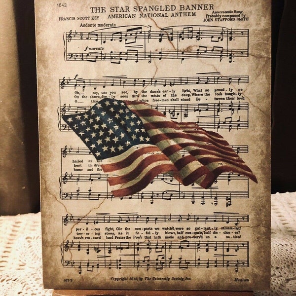 FLAG The Star Spangled Banner, Patriotic, Americana Handcrafted Plaque / Sign