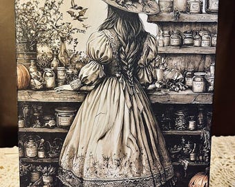 Witch, Apothecary, Romantic Halloween Handcrafted Plaque / Sign #1