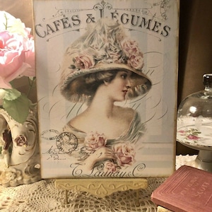 Victorian Lady French Vintage Style, Shabby Chic Handcrafted Plaque / Sign
