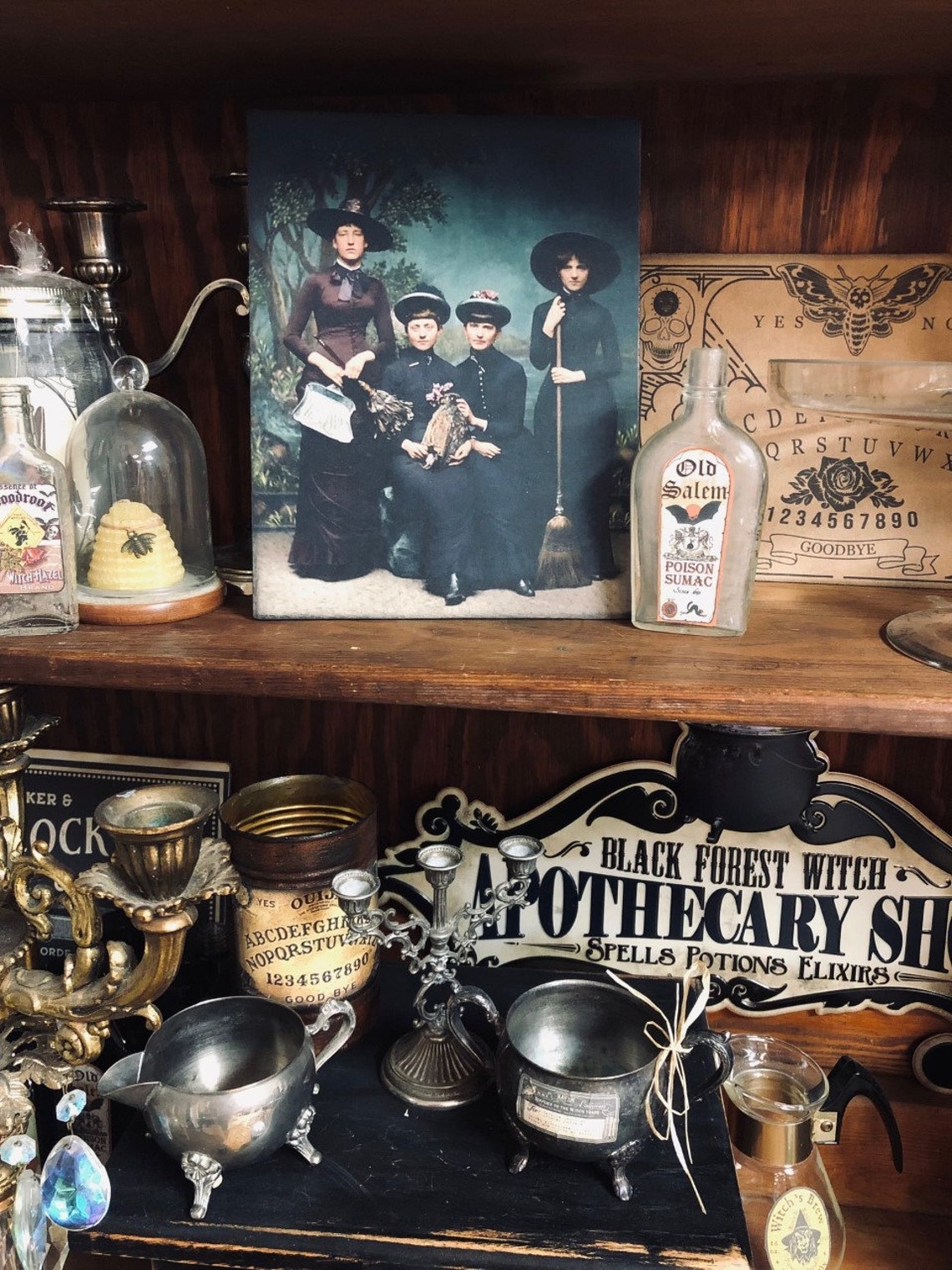 4 Victorian Witches Colorized Vintage Style Halloween Decor Etsy