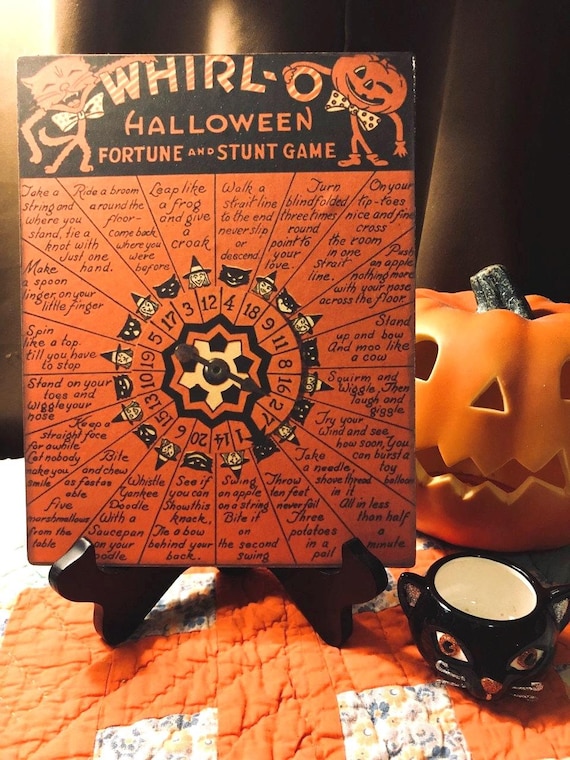 Retro Halloween, Whirl-O Fortune Game, Handcrafted Plaque, Handmade Sign