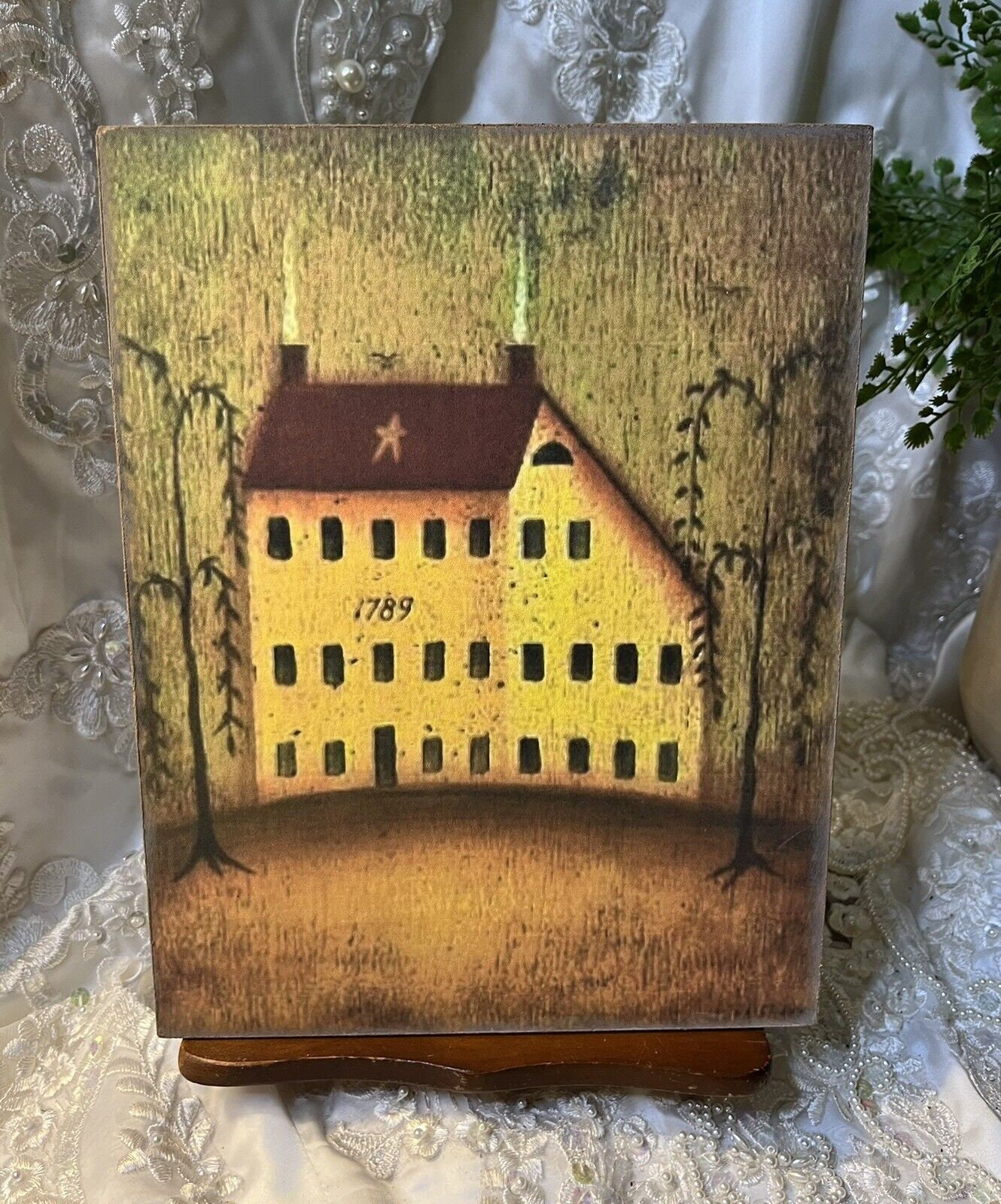 Primitive House, Folk Art, Saltbox House, Handcrafted Plaque / Sign #5