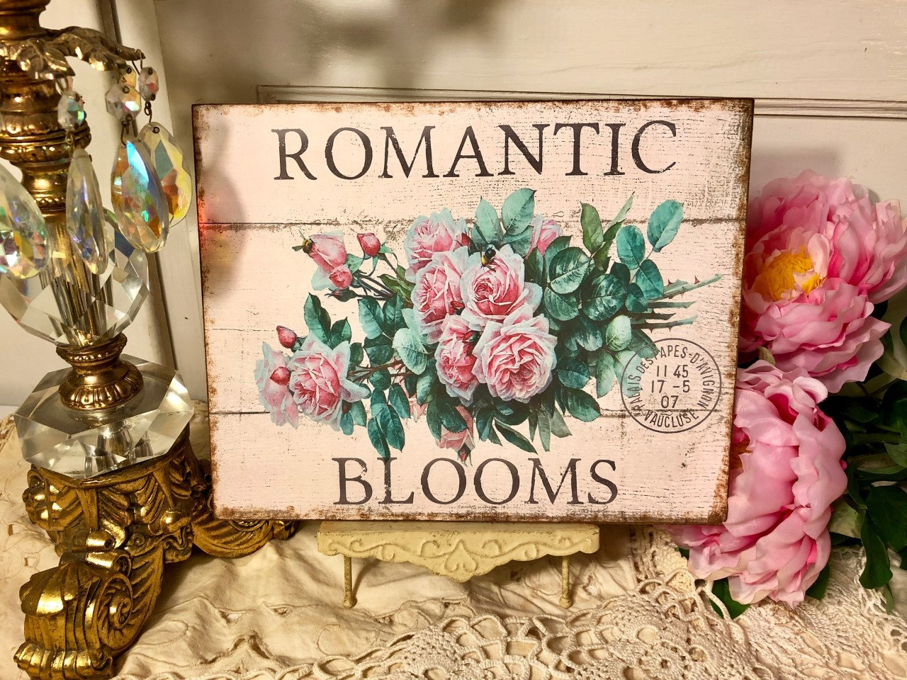 Romantic Blooms, Shabby Chic, Pink Roses, Sign / Plaque - Etsy