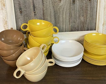 Vintage Melmac Melamine Dinnerware Cottagecore Colors 42 pieces