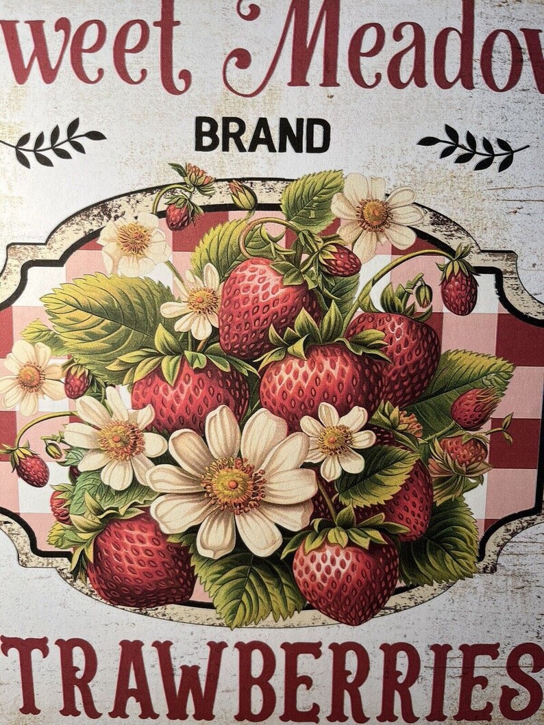 Strawberries, Sweet Meadow, Farmhouse, Handcrafted Plaque, Handmade Sign image 3