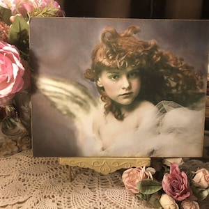 Angel Victorian Girl Vintage Print Romantic Handcrafted Plaque / Sign