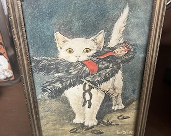 Krampus Cat, Vintage Frame, Framed Print #2, 5x7