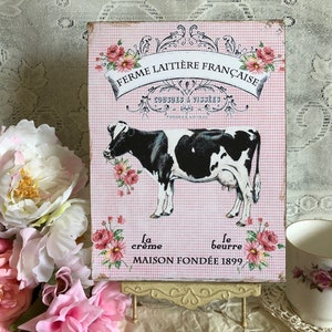Cow, Shabby Chic, French Country, Farmhouse, Handcrafted Sign / Plaque