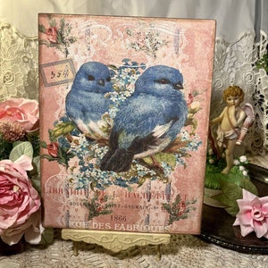 Bluebirds, Shabby Chic, Romantic HANDCRAFTED Plaque / Sign