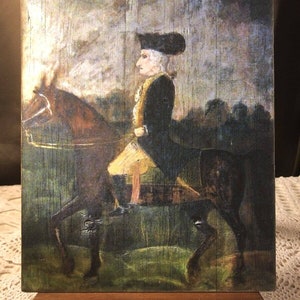 George Washington on Horse Primitive Americana Handcrafted Plaque / Sign