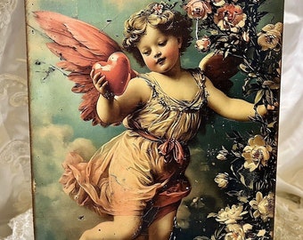Valentine Angel Cherub Romantic Handcrafted Plaque Sign #8
