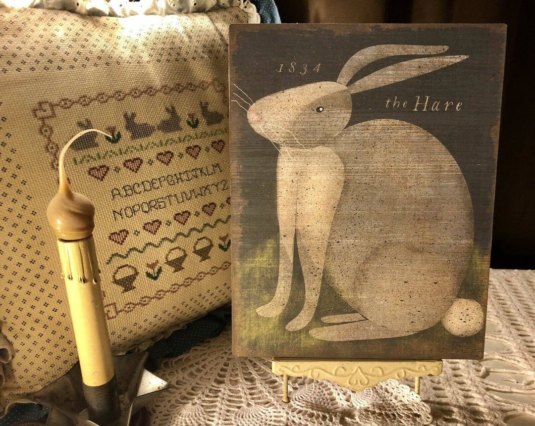 Handmade Primitive Rabbit THE HARE 1834 Folk Art Plaque / Sign - Etsy