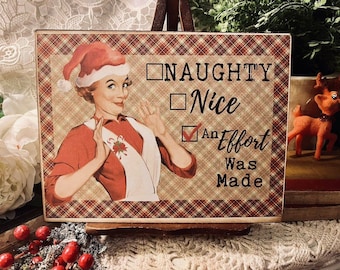 RETRO, Sarcastic, WILD WOMEN, Funny Christmas, Handcrafted Plaque / Sign #1