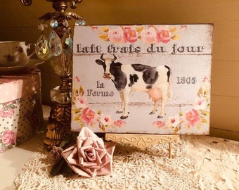 Mucca, Targa Shabby Chic, Fattoria Francese Parigi