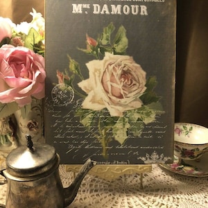 Pink Rose, French Country, Shabby Chic Handcrafted Plaque / Sign