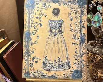 Blue Toile, Romantic Ladies Handcrafted Plaque / Sign #8