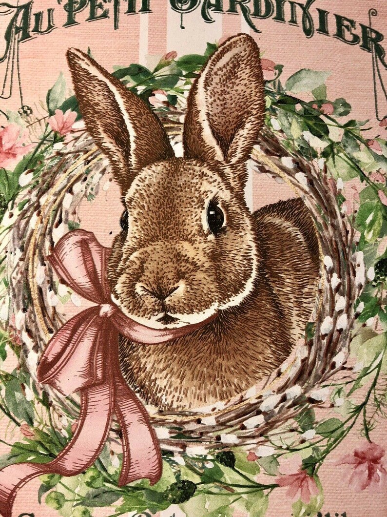 Bunny Rabbit, French Country, Pink, Handcrafted Plaque / Sign - Etsy