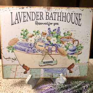 Lavender Bath, Modern Farmhouse, HANDCRAFTED Plaque / Sign 8x10
