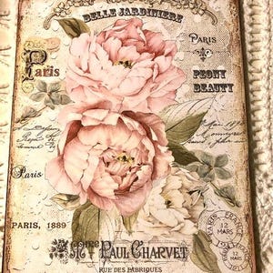 Peony Beauty, Shabby Chic, Vintage Style Handcrafted Plaque / Sign