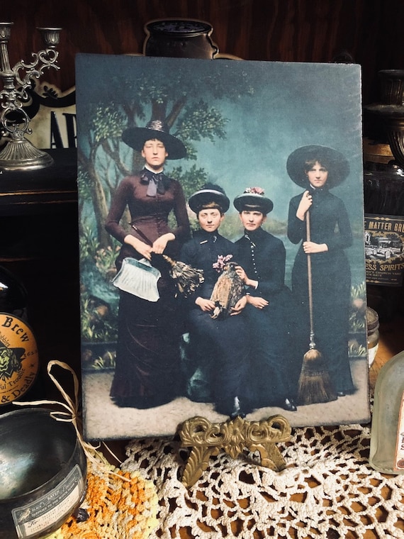 4 Victorian Witches Colorized Vintage Style Halloween Decor - Etsy