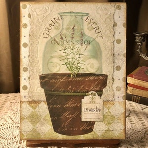 LAVENDER Herb Pot Garden, Handcrafted Plaque / Sign