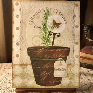 ROSEMARY Herb Pot Garden, Handcrafted Plaque / Sign