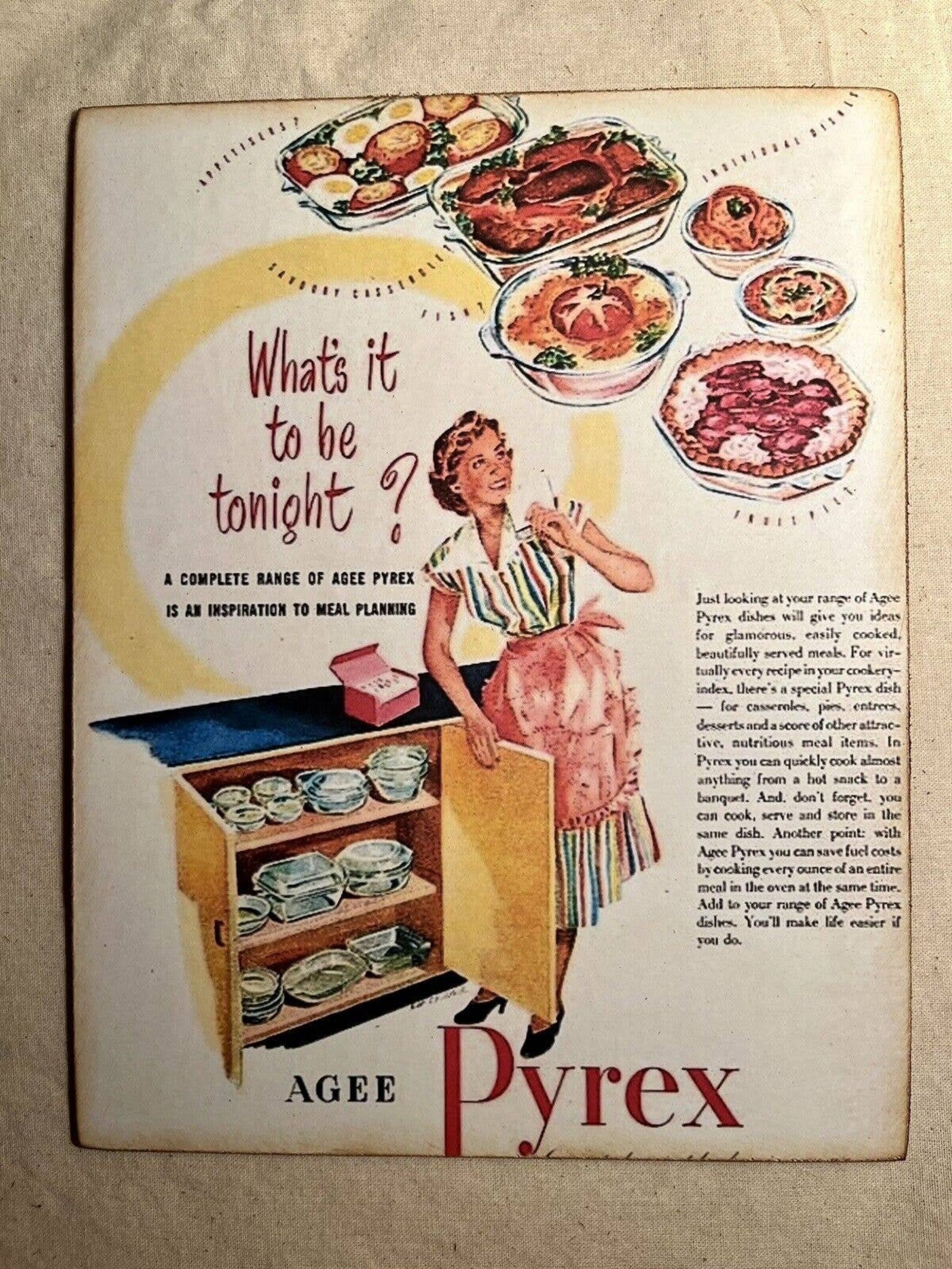 Pyrex Advertisement Pyrex Lady, Retro Advertisement, Handcrafted Plaque / Sign #3 - Etsy