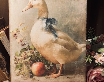 Goose, Duck w/ Blue Bow, Country, Handcrafted Plaque / Sign