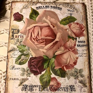 Shabby Chic, Belles Roses, Handcrafted Plaque / Sign