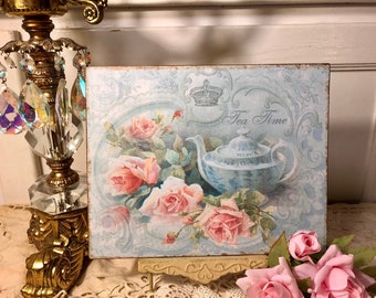 Tea Time, Tea Pot, Shabby Chic, Sign / Plaque