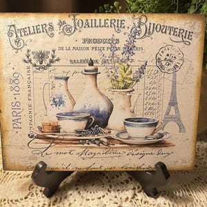 French Cafe, Paris Bakery, Lavender, Eiffel Tower, Handcrafted Plaque / Sign