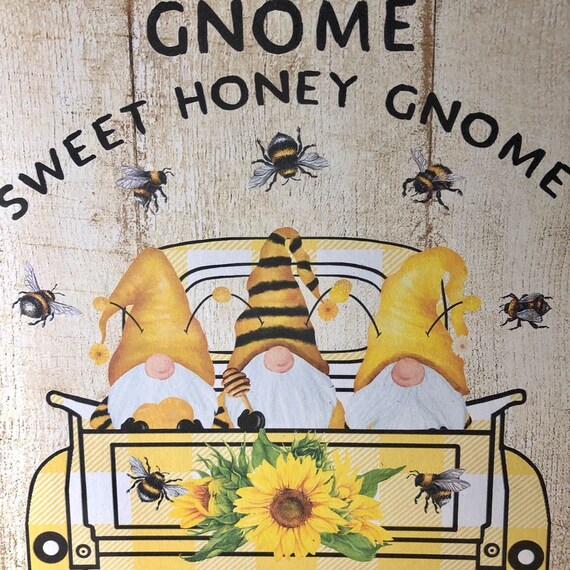 Home is where my Honey Bee Wall Sign Gnome Decor Gnomes Wife Gift  Girlfriend