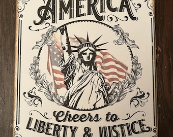 American Flag, Patriotic, Statue of Liberty, Handcrafted Plaque / Sign #2