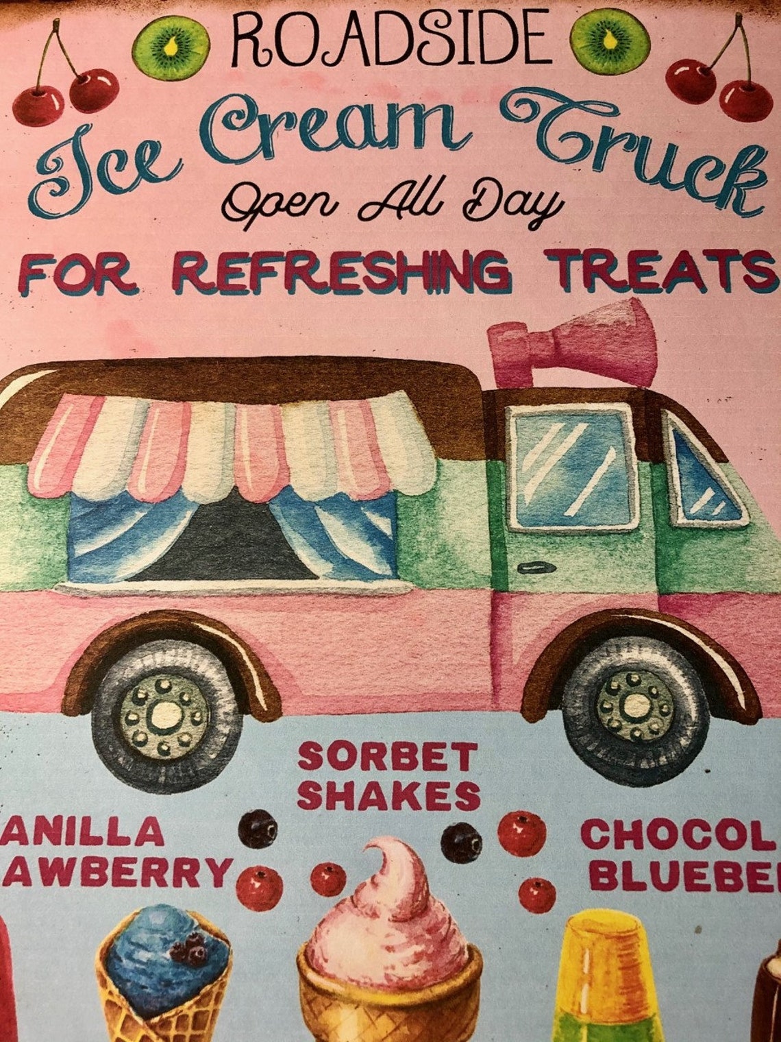 Ice Cream Truck Retro Handcrafted Plaque / Sign 8x10 Etsy