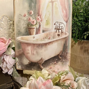 Bath Tub, Dreamy Bathroom, Romantic, Shabby Chic, Handcrafted Sign / Plaque