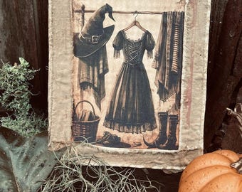 Prim Picture Plaque, Witch Wardrobe, Handcrafted Rustic Grungy #29