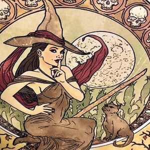 Art Deco Witch, Pretty Witch, Halloween, Handcrafted Plaque / Sign - Etsy
