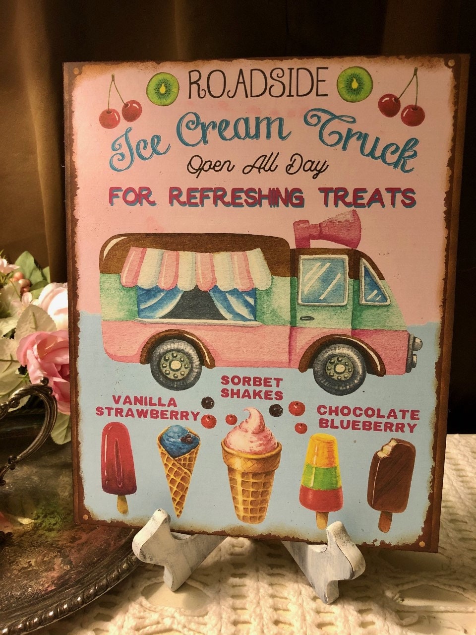 Ice Cream Truck Retro Handcrafted Plaque / Sign 8x10 Etsy UK