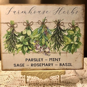 Farmhouse Herbs, Kitchen Herb Handcrafted Plaque / Sign
