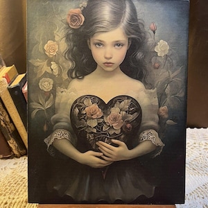 My Dark Valentine, Beautiful Gothic Girl, Handcrafted Plaque #8
