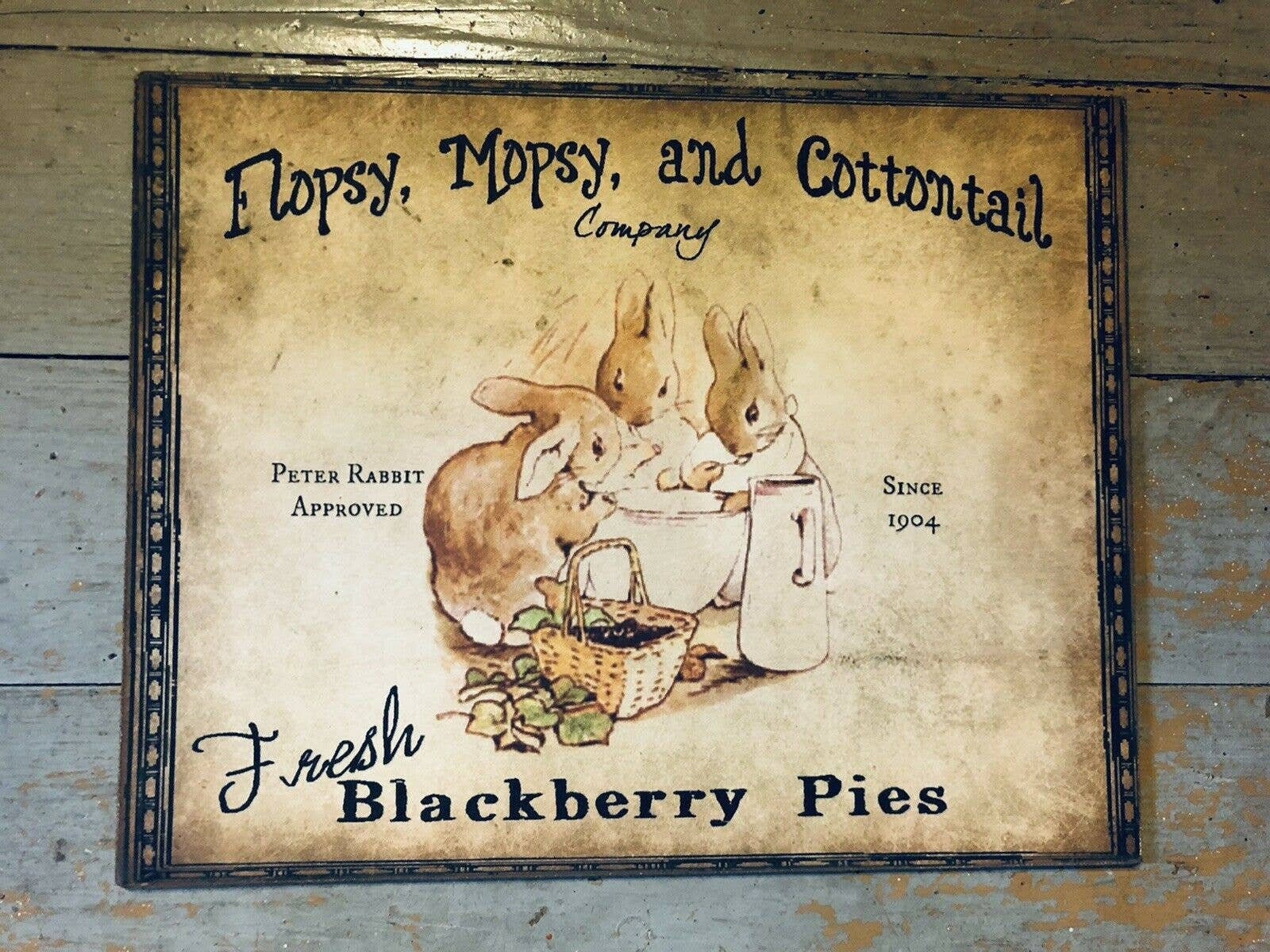 Peter Rabbit, Flopsy Mopsy & Cottontail, Handcrafted Plaque