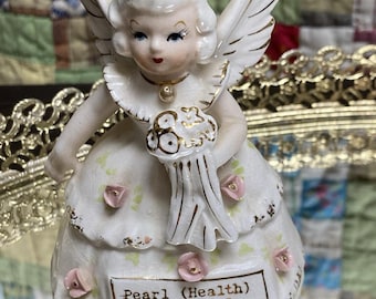 Vintage SR Japan June Birthday Girl Angel Pearl Health Figurine