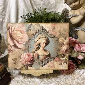 French Court Ladies #7, Romantic Roses, Handcrafted Plaque / Sign