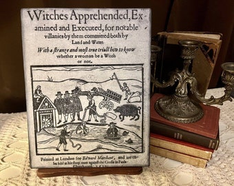 1613 WITCHES Vintage PRIMITIVE STYLE Halloween Handcrafted Plaque / Sign