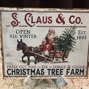 Sign Retro Christmas Santa Claus Is Coming To Town    Handcrafted Plaque 