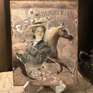 Equestrian, Edwardian Lady With Horse, Handcrafted Plaque / Sign