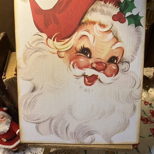 Jolly Retro Santa vintage Style NOL plaque / plaque fabriquée à la main # 1